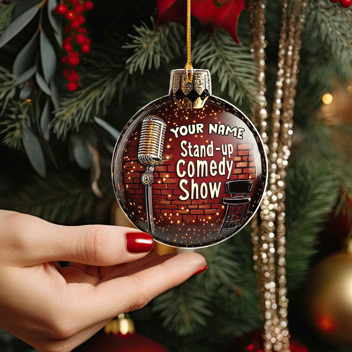 Glänzendes personalisiertes 2D Acryl Ornament Comedy Bühne