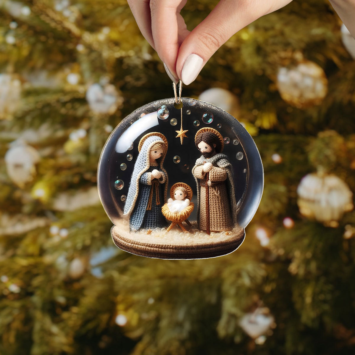 Shineful Acrylic Ornament Knitted Holy Family