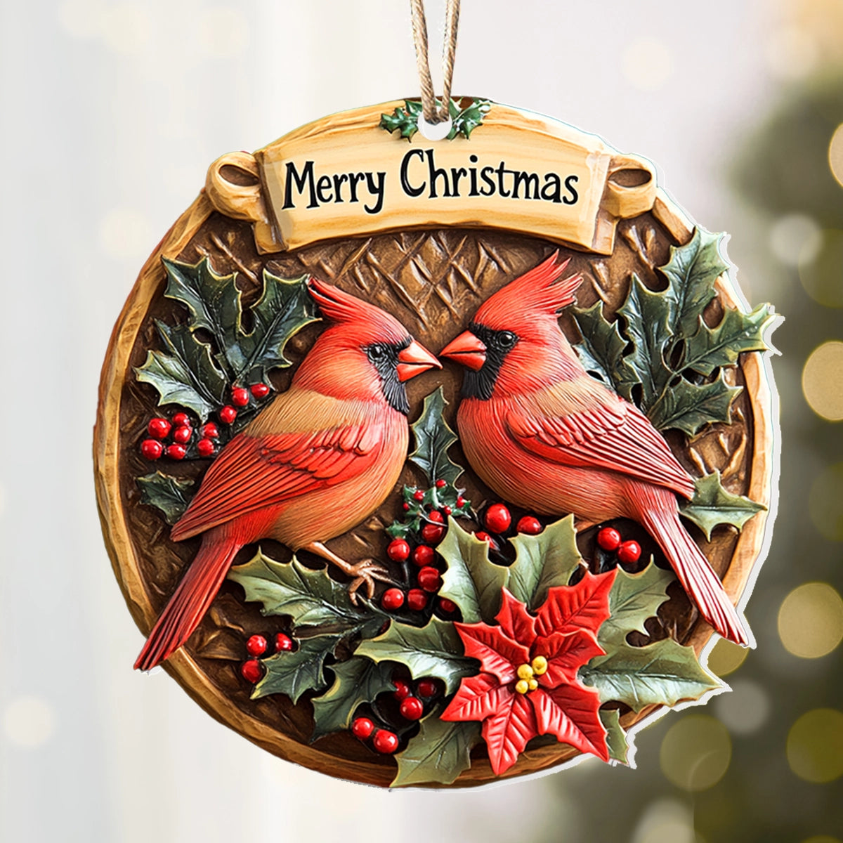 Shineful 2D Acrylic Ornament - Cardinal Couple Christmas Charm