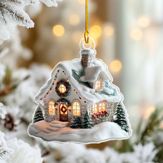 Shineful 2D Acrylic Ornament - Snowy Cottage