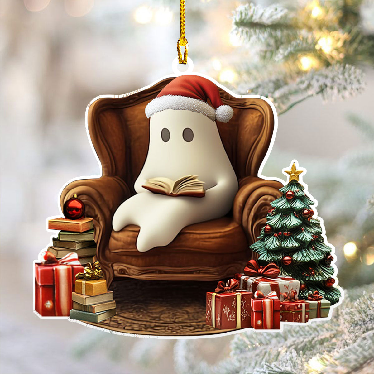 Shineful 2D Acrylic Ornament - Ghostly Christmas Reads