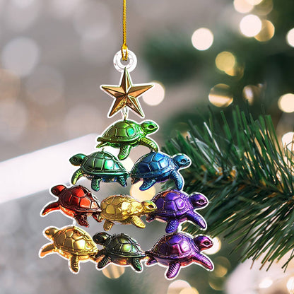 Shineful 2D Acrylic Ornament Turtle Christmas Tree