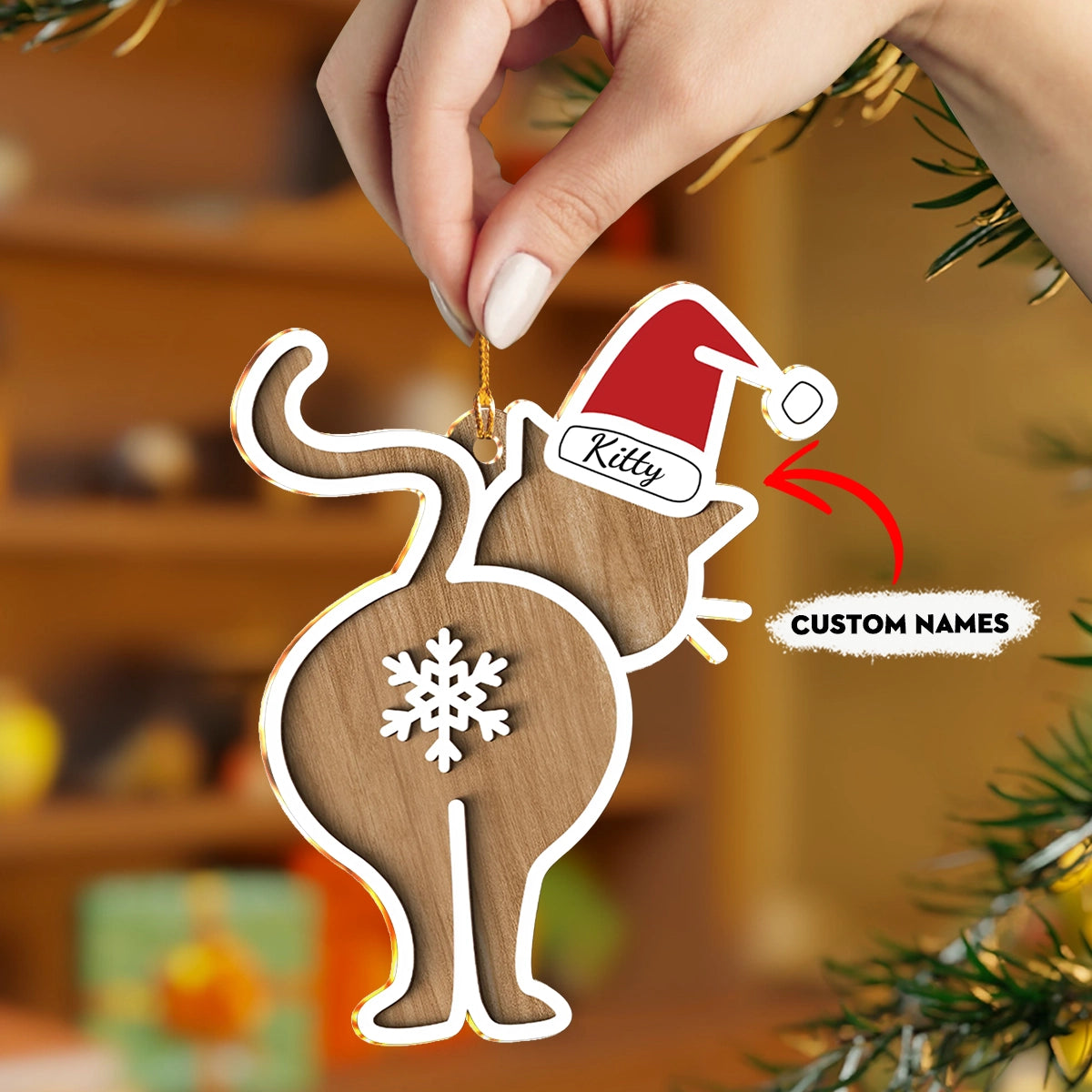 Shineful 2D Acrylic Ornament Personalized Cat Festive Feline Fun