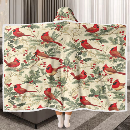 Shineful Wearable Hooded Blanket - Winter Cardinal Harmony