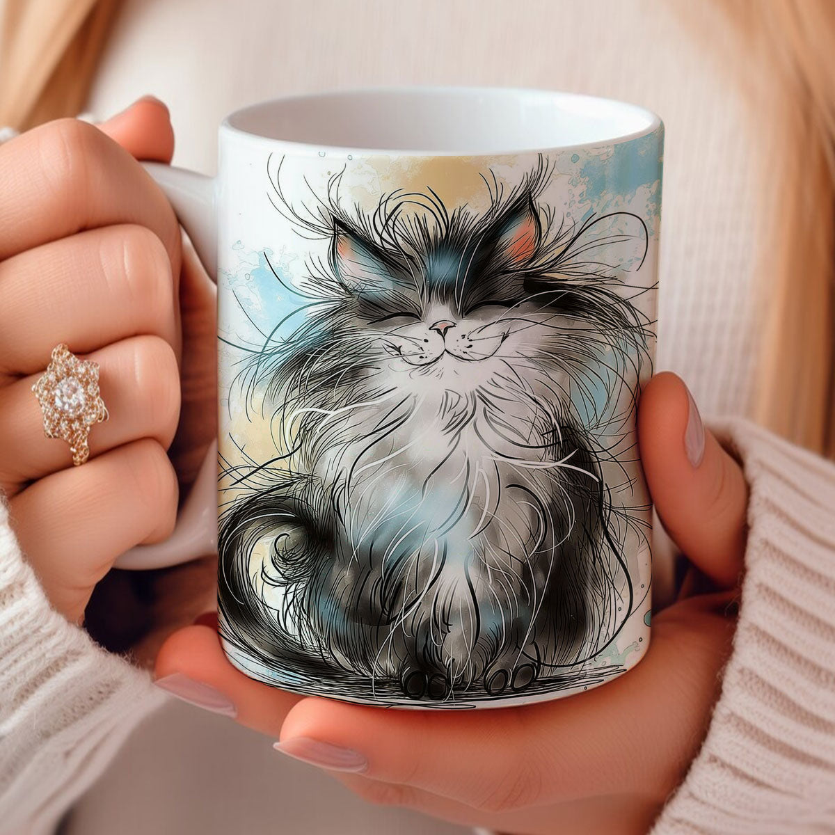 Shineful Ceramic Mug Fluffy Cat Delight