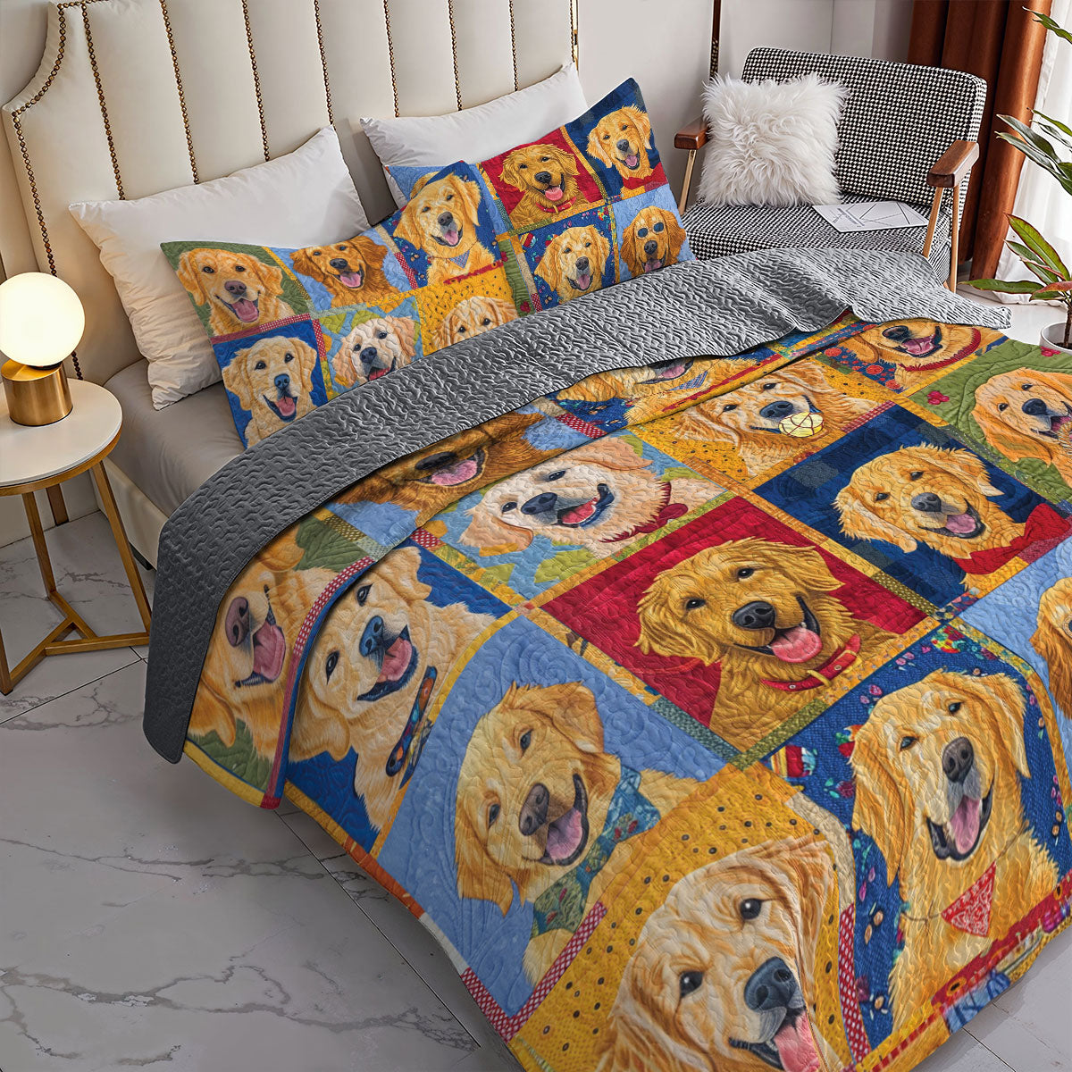 Shineful All Season Quilt 3-Piece Set Golden Dream Bliss