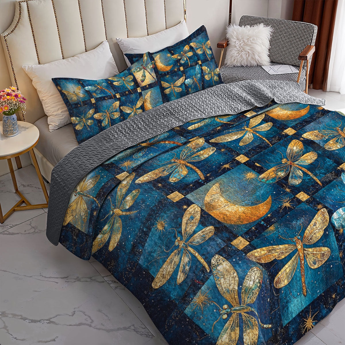 Shineful All Season Quilt 3-Piece Set Dreamy Dragonfly