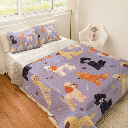 Shineful All Season Quilt 3-Piece Set Purple Poodle