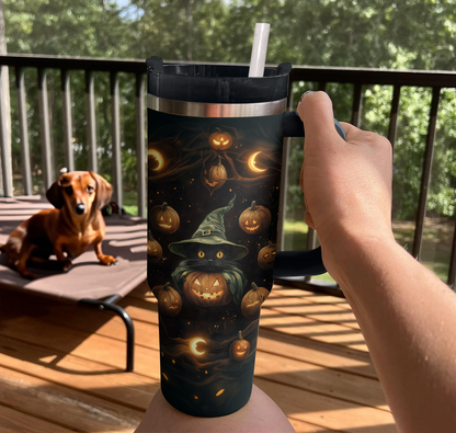 Shineful Tumbler Witchy Cat & Pumpkin Spell