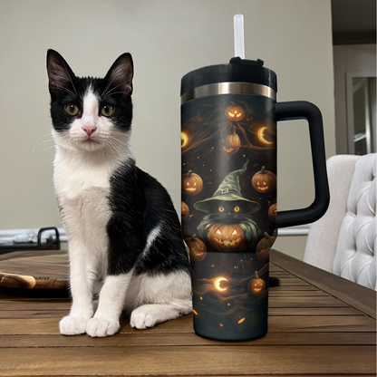 Shineful Tumbler Witchy Cat & Pumpkin Spell