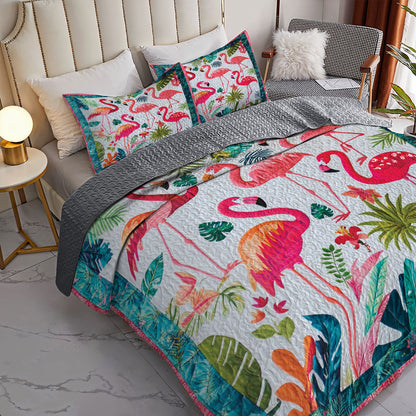 Shineful All Season Quilt 3-Piece Set Flamingo Dreamscape