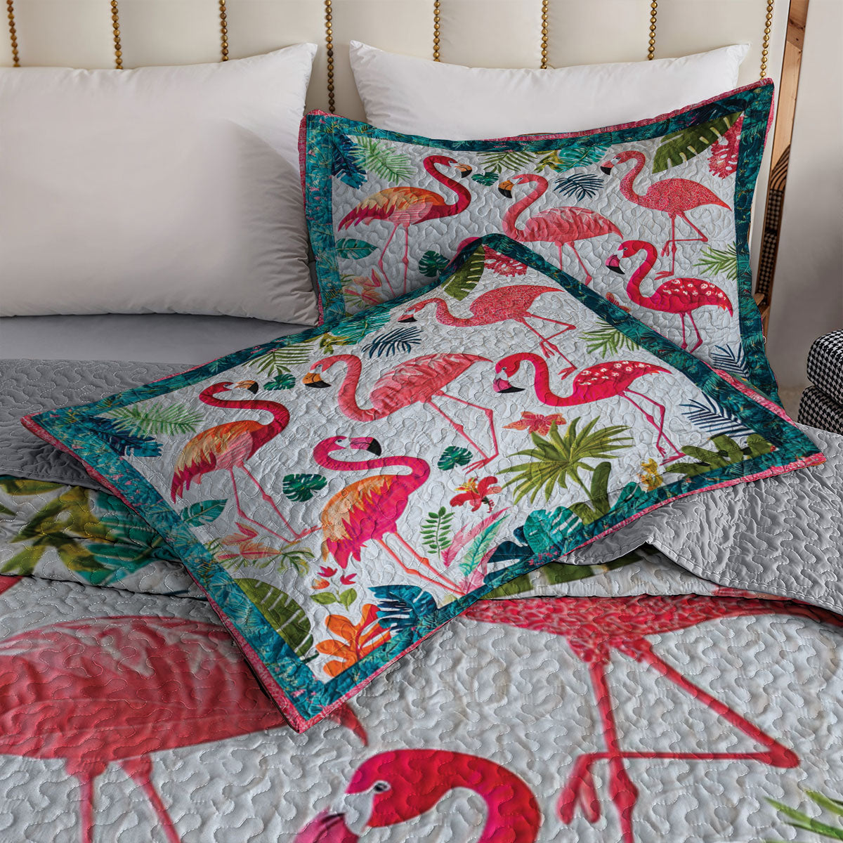 Shineful All Season Quilt 3-Piece Set Flamingo Dreamscape