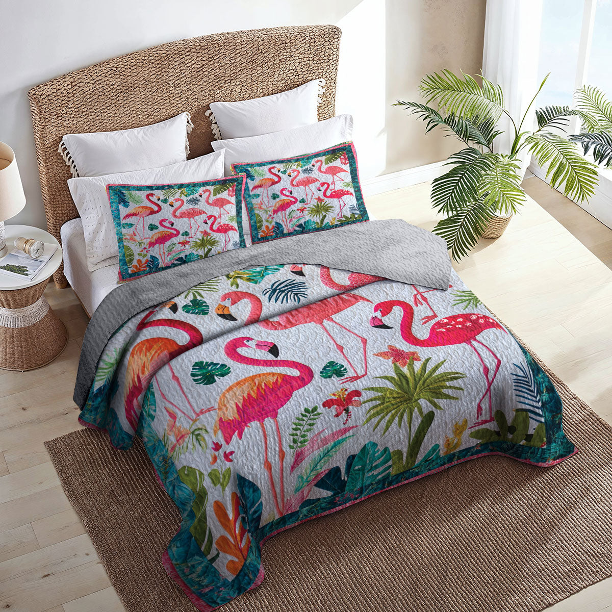 Shineful All Season Quilt 3-Piece Set Flamingo Dreamscape