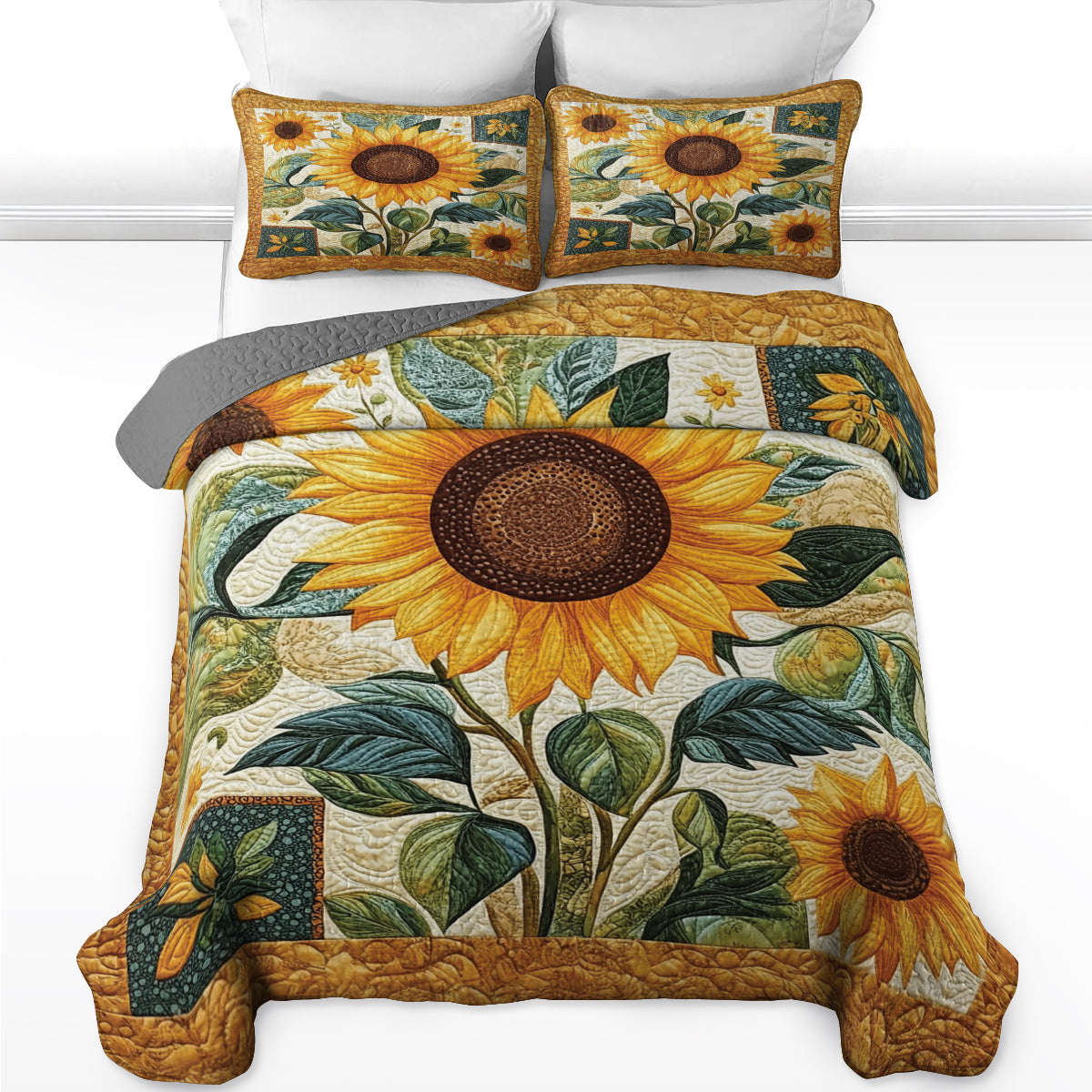 Shineful All Season Quilt 3-Piece Set - Sunflower