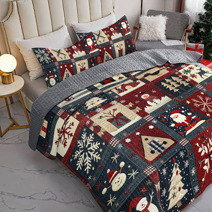 Shineful All Season Quilt 3-Piece Set Happy Christmas Wishes