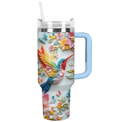 Shineful Glossy Tumbler Gorgeous Floral Hummingbird