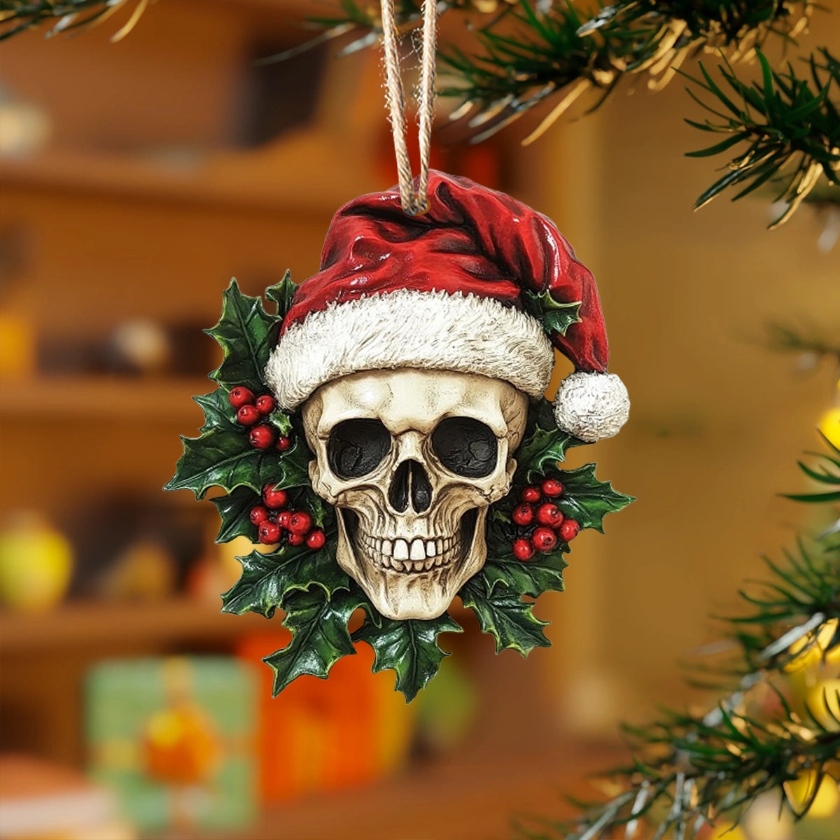 Shineful Acrylic Ornament Spooky Santa Skull