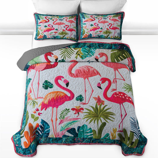 Shineful All Season Quilt 3-Piece Set Flamingo Dreamscape