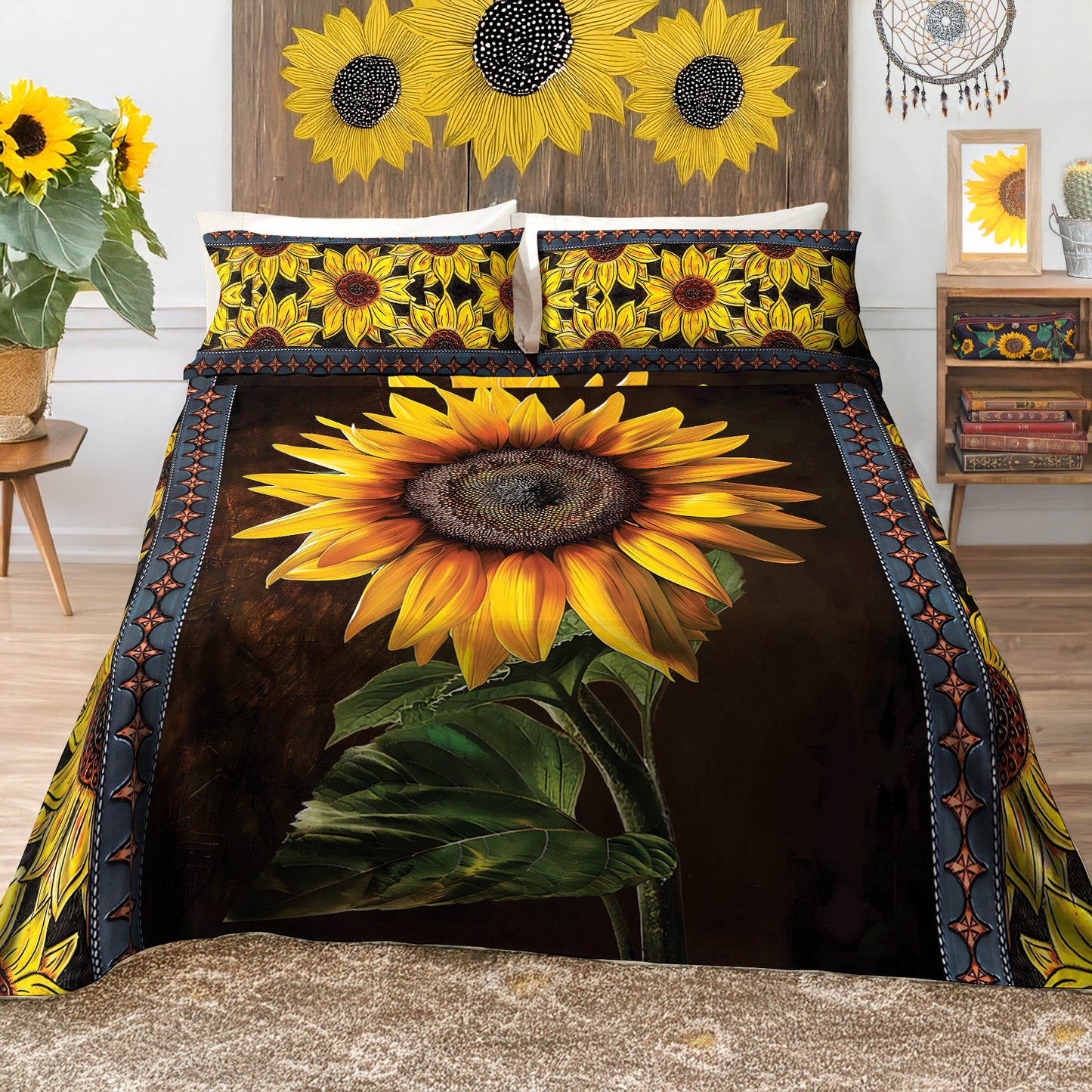 Shineful 4-Piece Bed Sheet Set - Sunflower Faith Hope