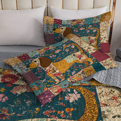 Shineful All Season Quilt 3-Piece Set Dachshund Delight Patchwork