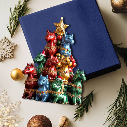 Shineful 2D Acrylic Ornament Stacked Stallions Christmas