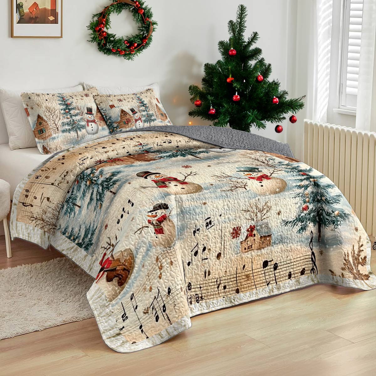 Shineful All Season Quilt 3-Piece Set Snow Melody