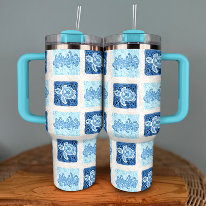 Shineful Tumbler Blue Waves and Turtles