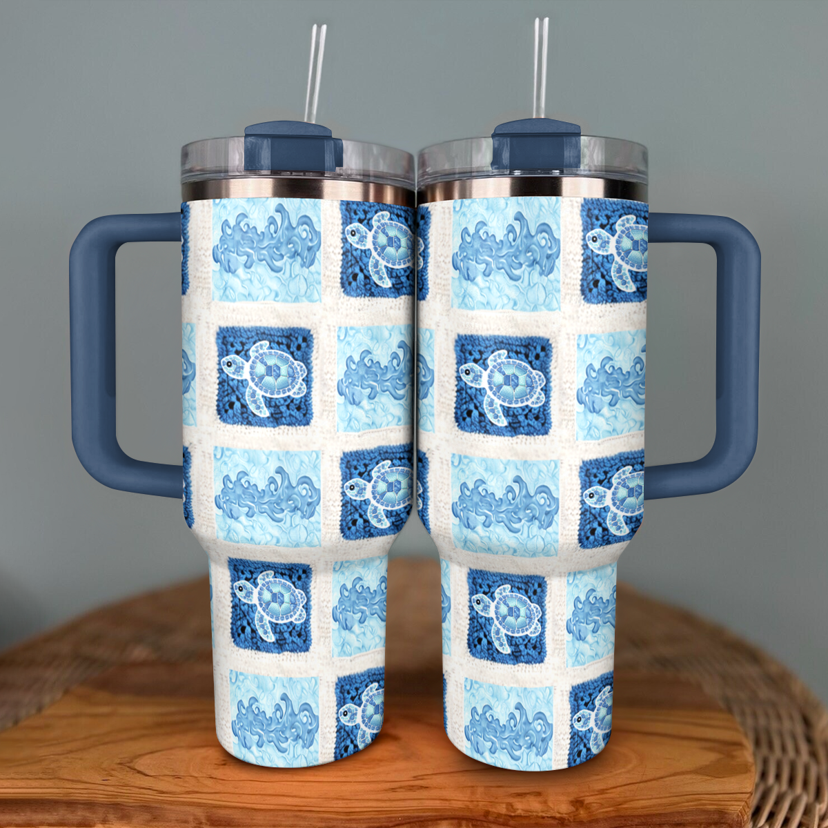 Shineful Tumbler Blue Waves and Turtles