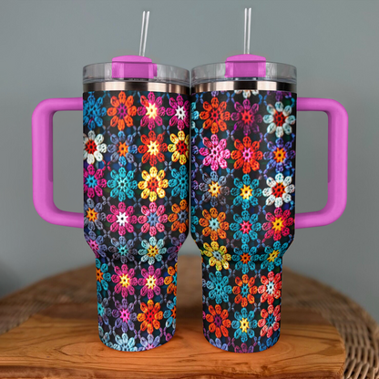 Shineful Tumbler Crochet Granny/Mom Vibrant Flowers Blanket