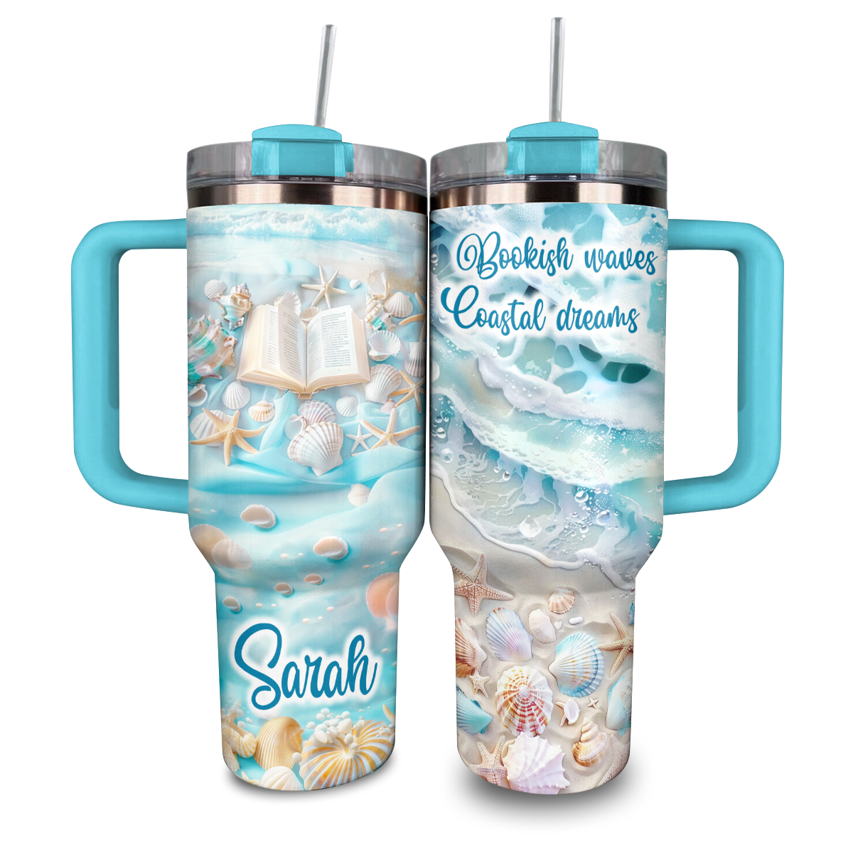 Shineful Personalized Tumbler Bookish Waves Coastal Dreams