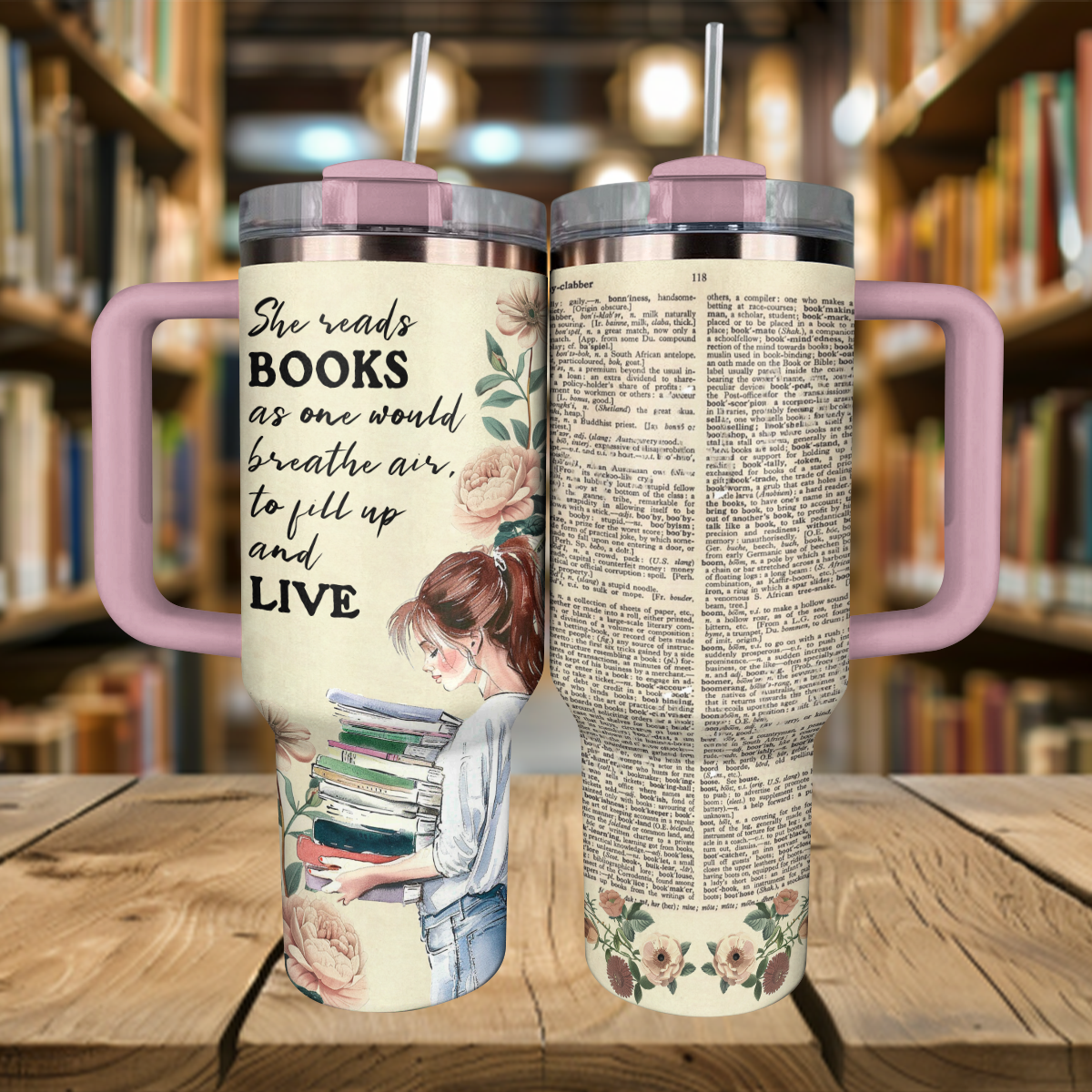 Shineful Tumbler Girl liebt Bücher