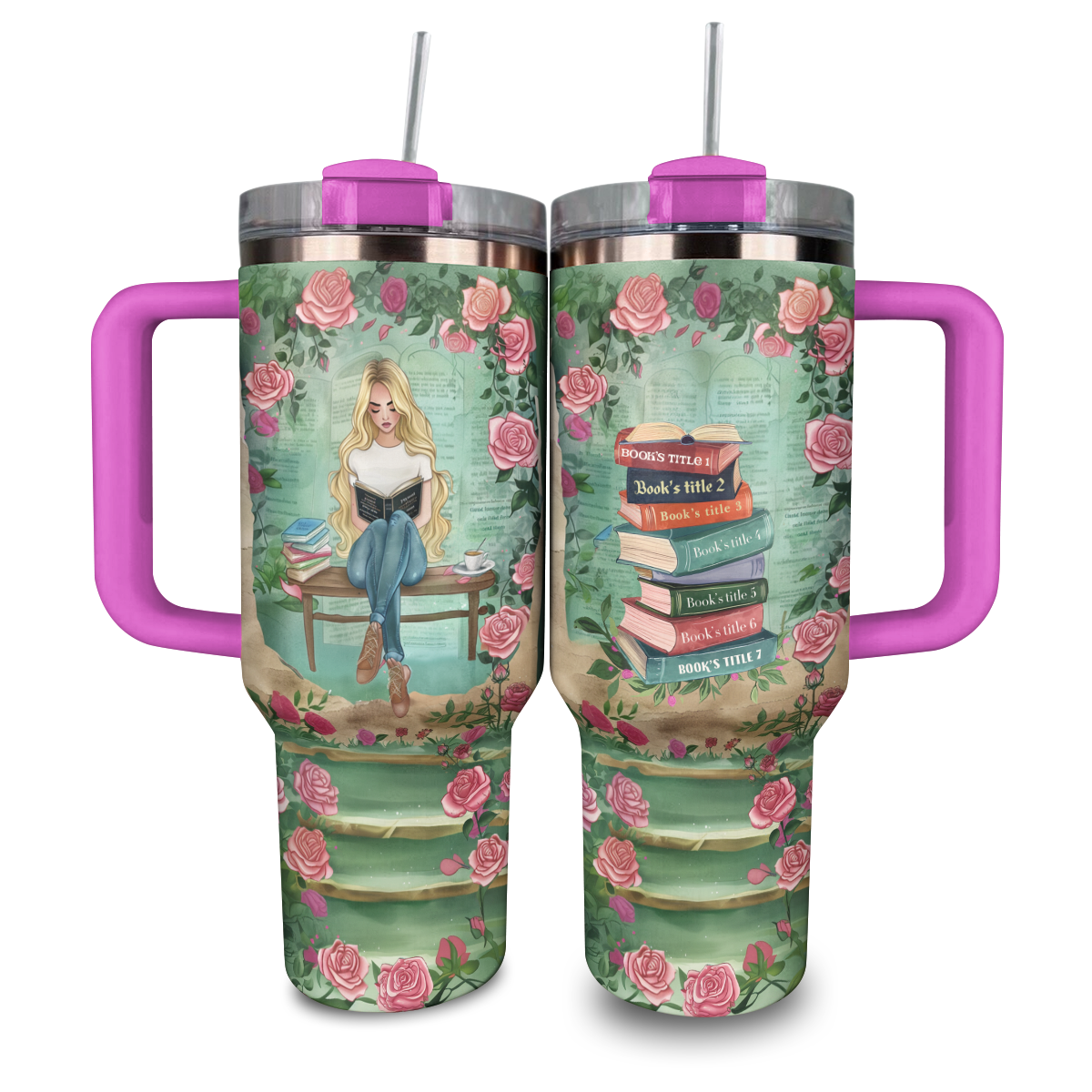 Shineful Personalized Tumbler Girl Loves Books