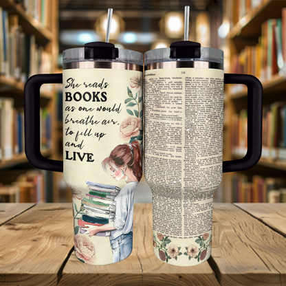 Shineful Tumbler Girl Loves Books