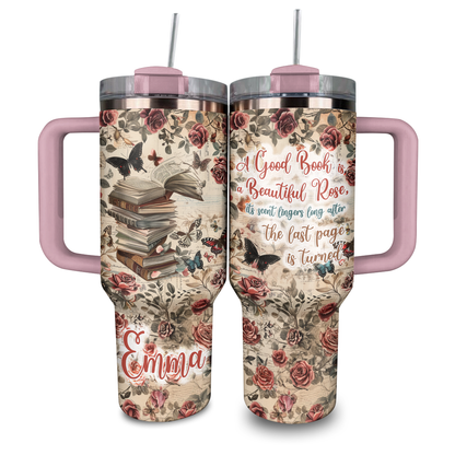 Shineful Personalized Tumbler Rose & Book Enchantment