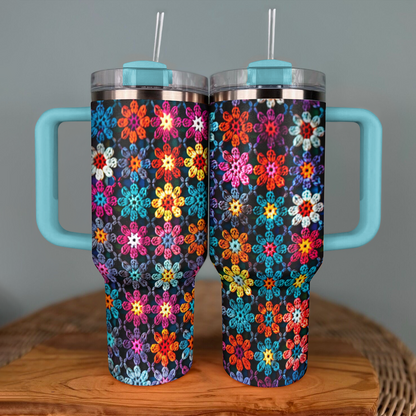 Shineful Tumbler Crochet Granny/Mom Vibrant Flowers Blanket