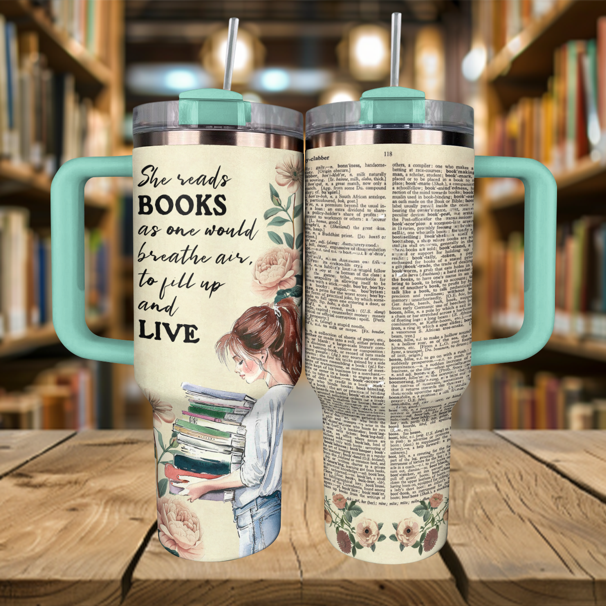 Shineful Tumbler Girl Loves Books