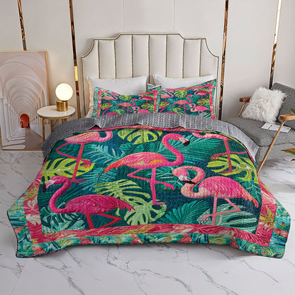 Shineful All Season Quilt 3-Piece Set Exotic Flamingo Haven