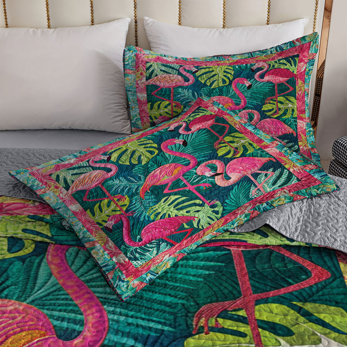 Shineful All Season Quilt 3-Piece Set Exotic Flamingo Haven