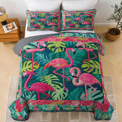 Shineful All Season Quilt 3-Piece Set Exotic Flamingo Haven