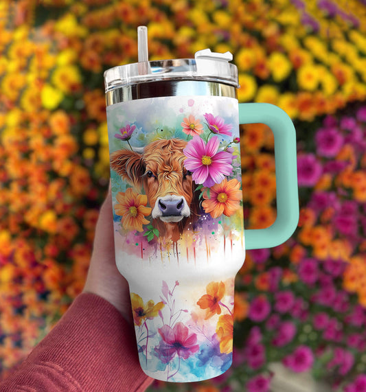 Highland Cow Of 40 Oz Shineful™ Tumbler Floral 2 Nl09 40Oz