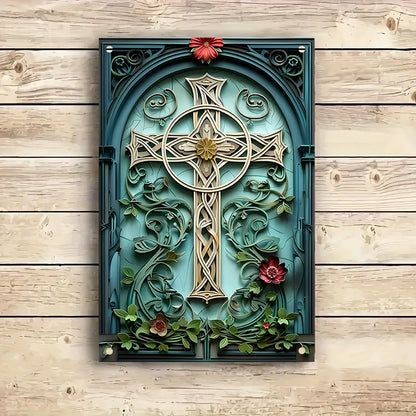 Shineful 2D Metal Sign Floral Grace Celtic Cross