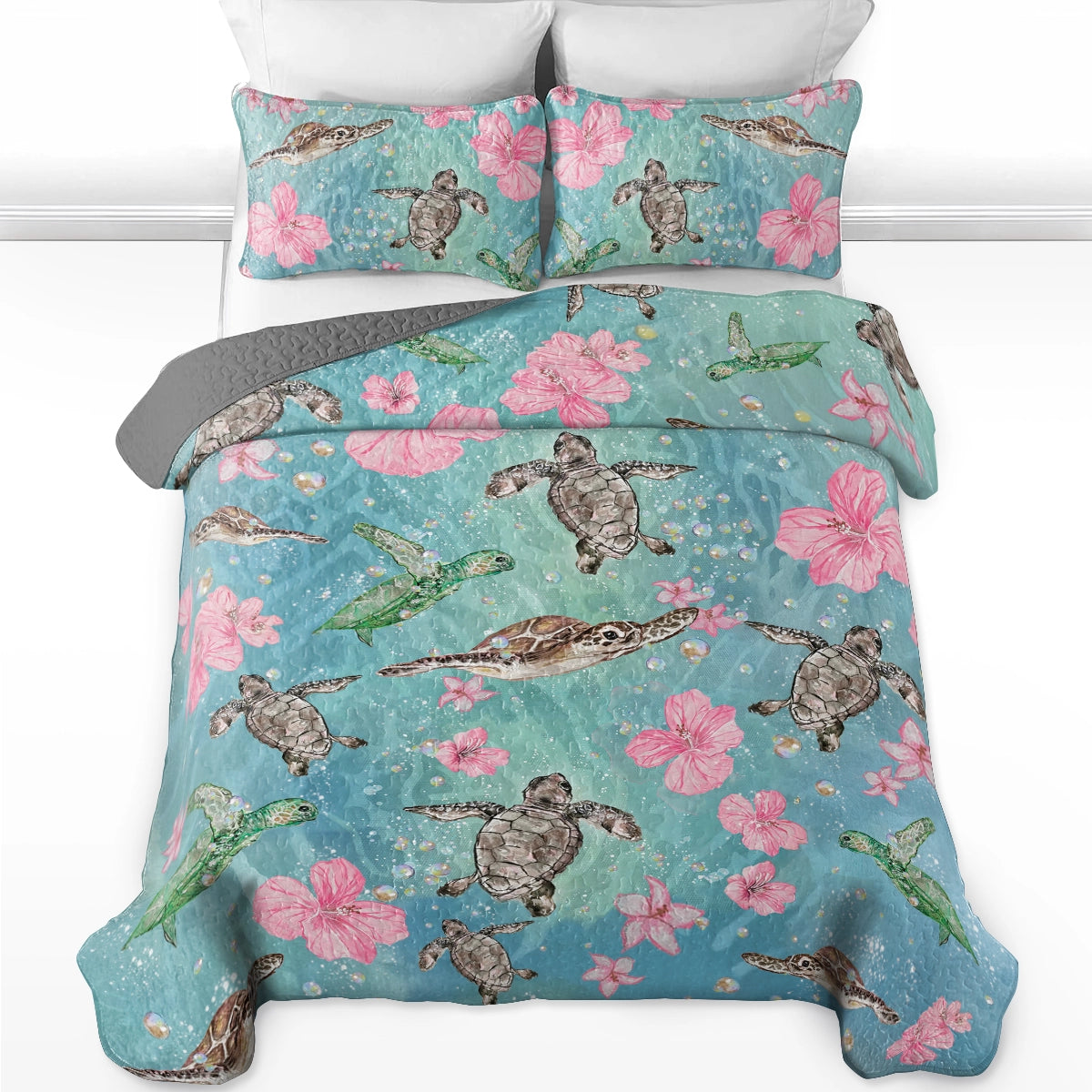 Shineful All Season Quilt 3-Piece Set - Sea Turtle Freedom