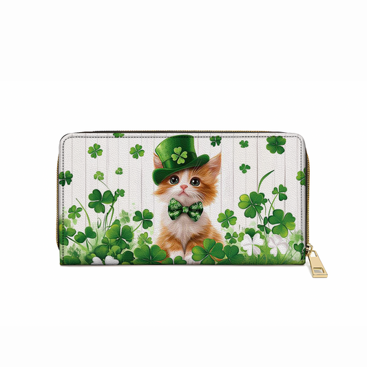 Shineful Leather Clutch Purse With Wristlet Strap Handle Clover Kitty