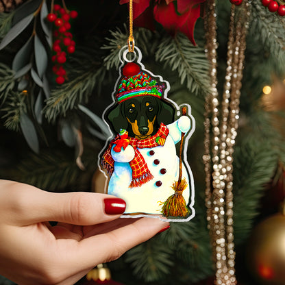 Shineful 2D Acrylic Ornament Cute Dachshund Snowman