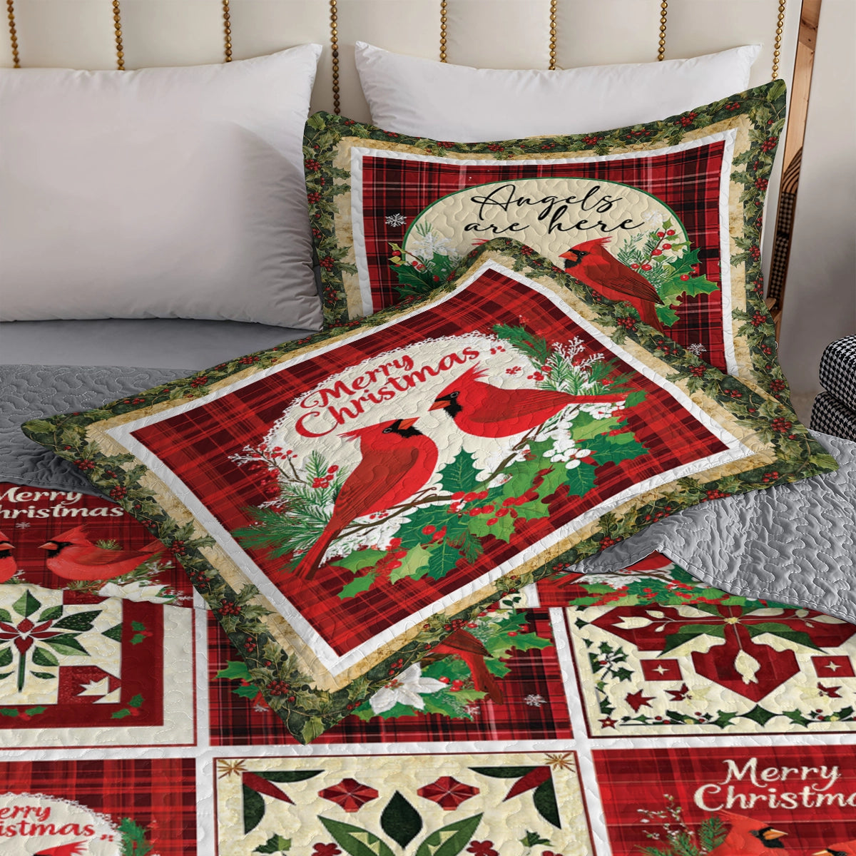 Shineful All Season Quilt 3-Piece Set - Holiday Cardinal Cheer