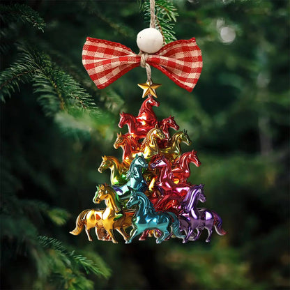 Shineful 2D Acrylic Ornament Colorful Horses Christmas Tree