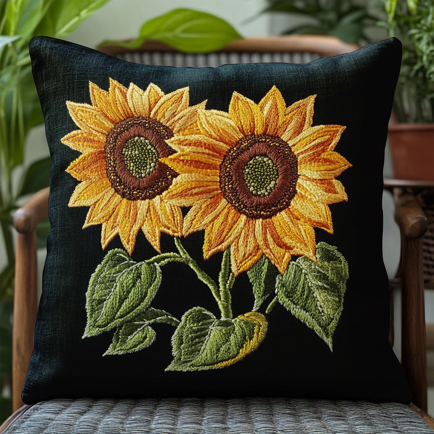 Coussin Shineful 2D imprimé à plat Tournesol doré brillant 