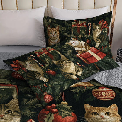 Shineful All Season Quilt 3-Piece Set Meowy Christmas Tree