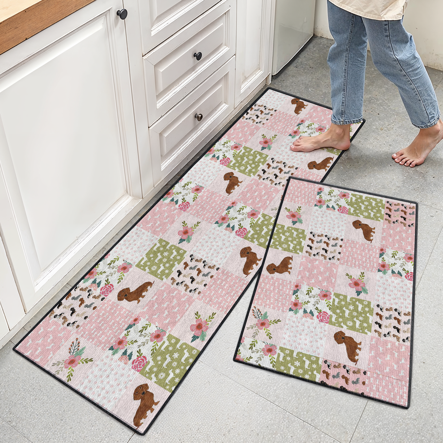 Shineful Ultra-Thin Non Skid Floor Mat, Kitchen Rugs Dachshund Dreams