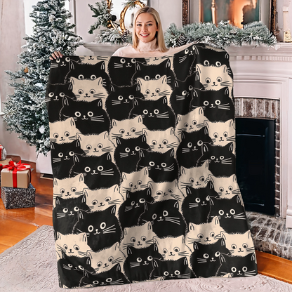 Couverture polaire brillante avec chats mignons